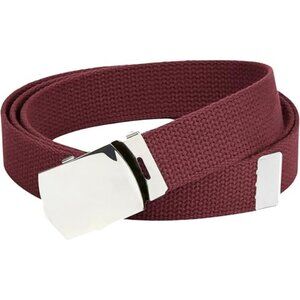 Hold’Em Mens Military Canvas Webbing Belts Slider Buckle Adjustable - Burgundy